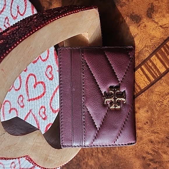 Tory Burch Maroon Card Holder with Gold Logo - Picture 6 of 7